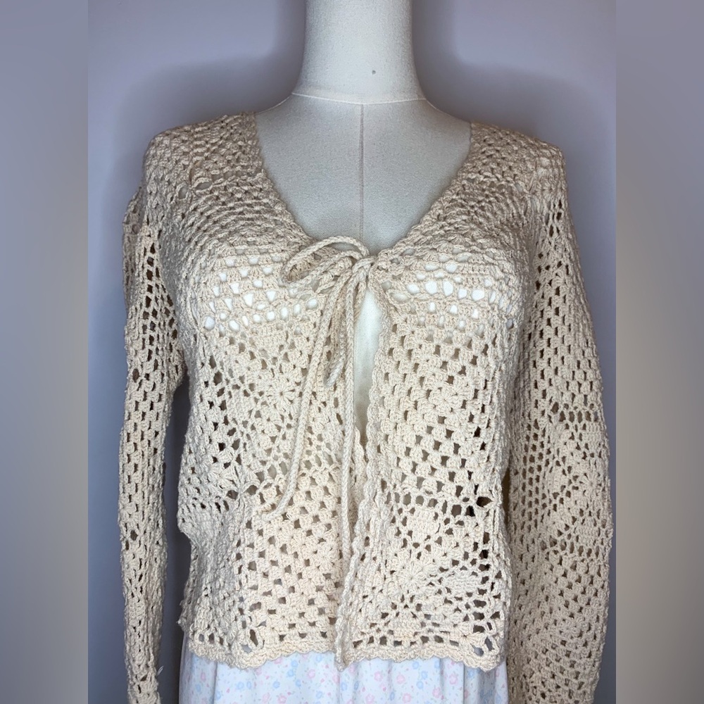 Zara Crochet Tie-Front Cardigan
